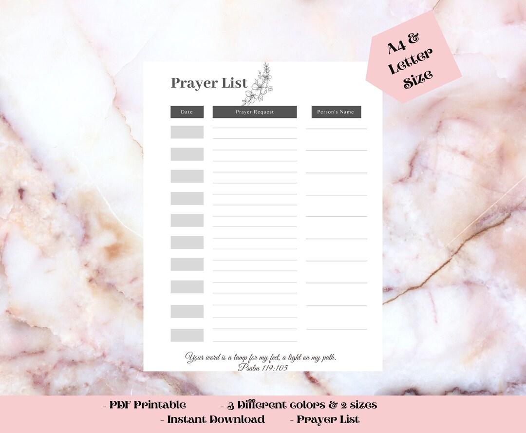 Prayer Request Prayer Journal Christian Printable Prayer Planner Prayer ...