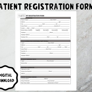 Patient Registration Form Template word Editable Printable Etsy Patient Registration Form Template word Editable Printable Etsy