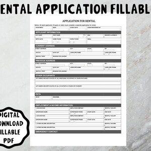Rental Property Application Form FILLABLE