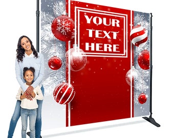 Personalized Christmas Ornament Photo Op Banner Backdrop