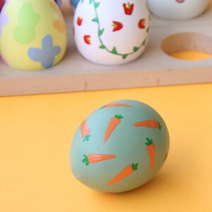 Wooden Egg Set Handmade Toy Baby Nursery Decor Montessori Painted Egg Gift for Toddler Waldorf Play Therapy Christmas Gift image 3