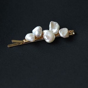 Handmade-Baroque Real Freshwater Pearl Hair Clip, Pearl Hairpin