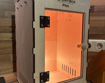 RS DryBox Pro – Caja de madera para biltong / Deshidratador de carne seca | Secador de alimentos de madera de abedul cortado a láser, hecho a mano, con puerta de plexiglás y lámpara de 25 W