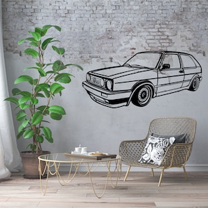 Volkswagen Golf 2 GTI 50cm - Wall decoration - Vintage cars - Cars - VW Golf - Gift - Mancave - Father&#39;s Day gift