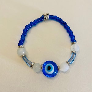 Evil Eye beaded stretchy bracelet glass beads