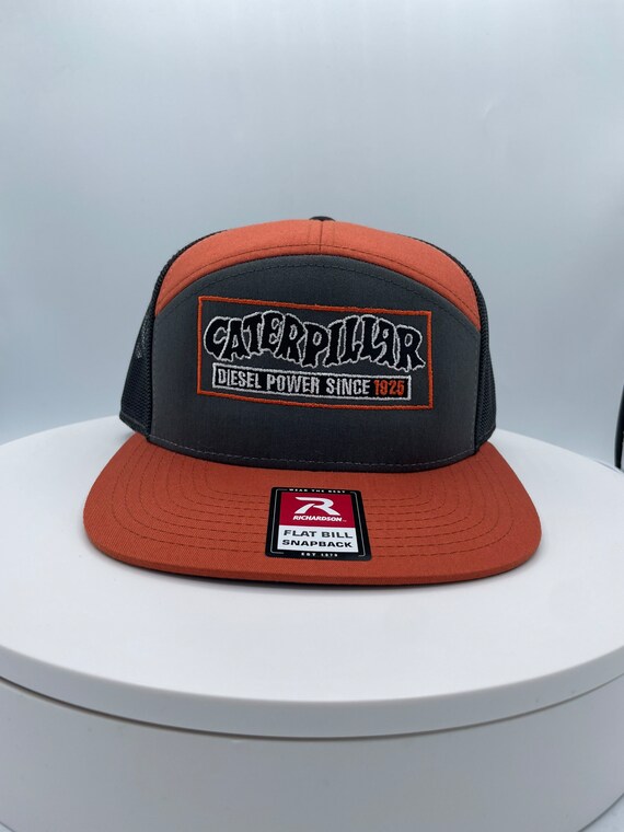 CATERPILLAR Retro Diesel Power Embroidered Patch Flat bill Trucker Machinery Hat Handmade | Accessories | Caterpillar Diesel Power  main image 2