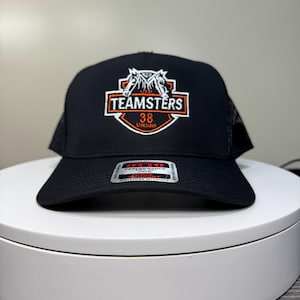 Teamsters Embroidered Trucker Hat with Customized Union Number.
