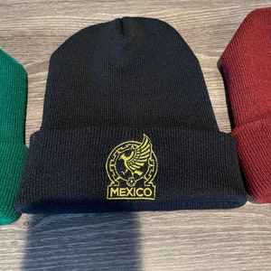 Mexico Soccer Embroidered Beanies.