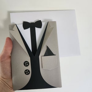 Smoking con busta fatta a mano vuota personalizzata per festa di compleanno, matrimonio, addio al celibato, laurea, sposo, proposta, testimone di nozze, biglietto 3D