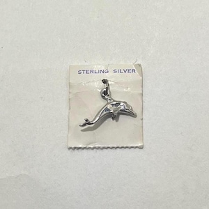 Vintage Sterling Silver Dolphin Charm, Ocean Animal Pendant, Sea Life Jewelry, Dolphin Lover Gift, 925 Charm for Bracelet or Necklace