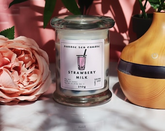 Strawberry Milk Bubble Tea Boba Soy Candle