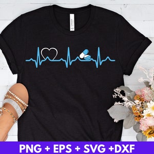 Pharmacy Heartbeat Pills Svg Eps Png Dxf Digital Download, Cricut Cut Files, Silhouette Cameo