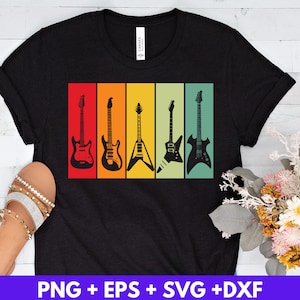 Guitar Retro Color Svg Eps Png Dxf, Fitness Svg, Digital Download, Cricut Cut Files, Silhouette Cameo