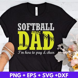Papá de softbol estoy aquí para pagar y animar Svg Eps Png Dxf, Fitness Svg, Descarga digital, Cricut Cut Files, Silhouette Cameo