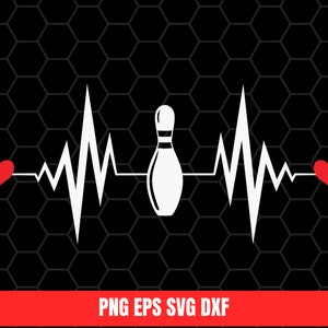 Heartbeat Bowling Lover Svg Eps Png Dxf, Digital Download Sublimation Printing Shirt