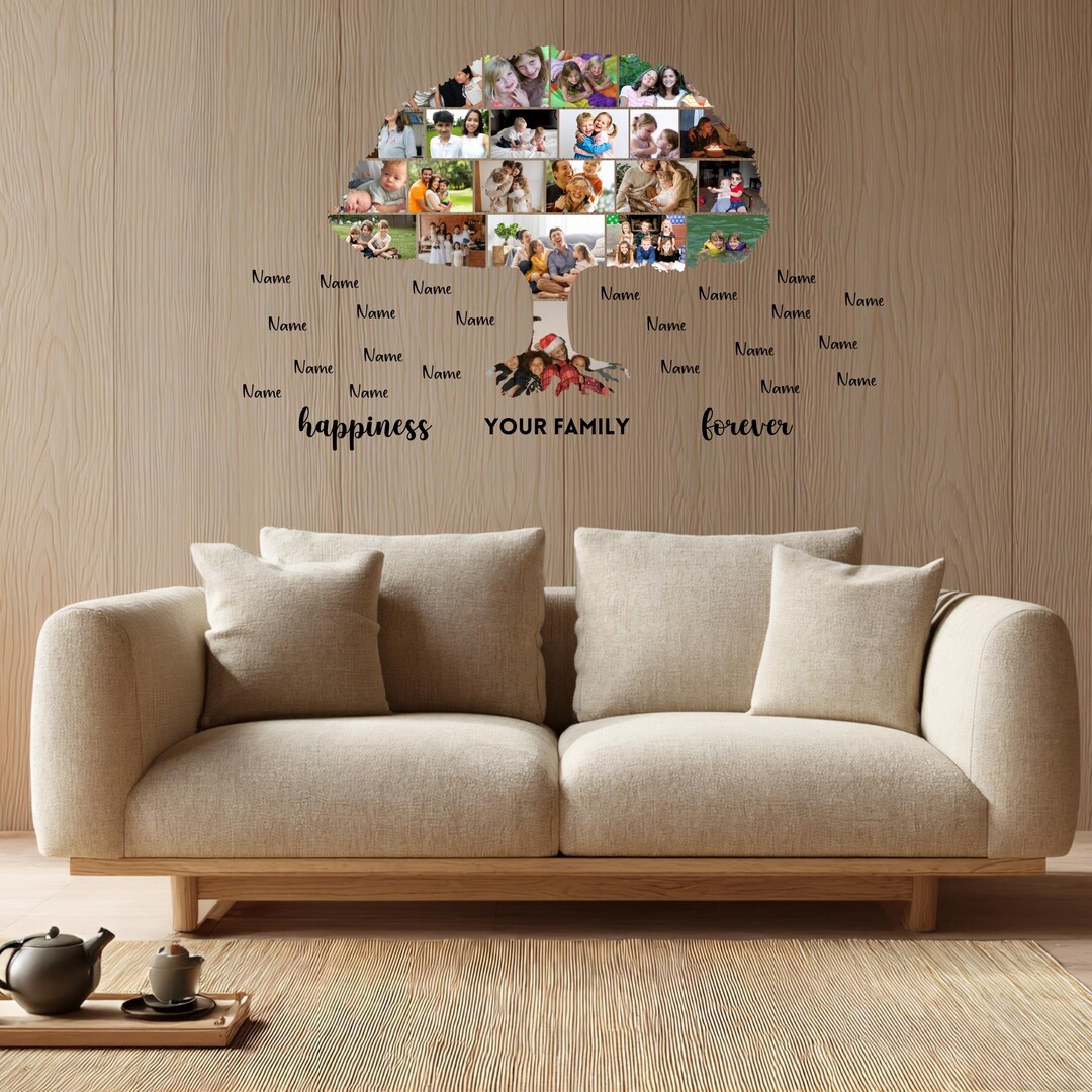 Family Tree Photo Collage Canva Template | Editable Ancestry Chart ...