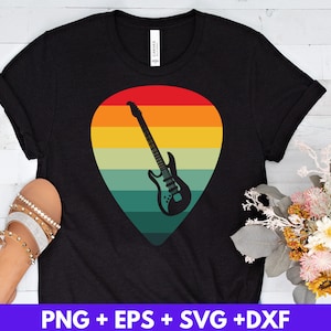 Guitar Music Retro Sunset Svg Eps Png Dxf Digital Download, Cricut Cut Files, Silhouette Cameo