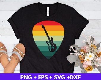 Retro Guitar Sunset SVG, Cricut Silhouette Cut Files (Digital Download)