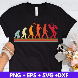 Saxofoon evolutie muziek Svg Eps Png Dxf, digitale download, Cricut Cut-bestanden, Silhouette Cameo