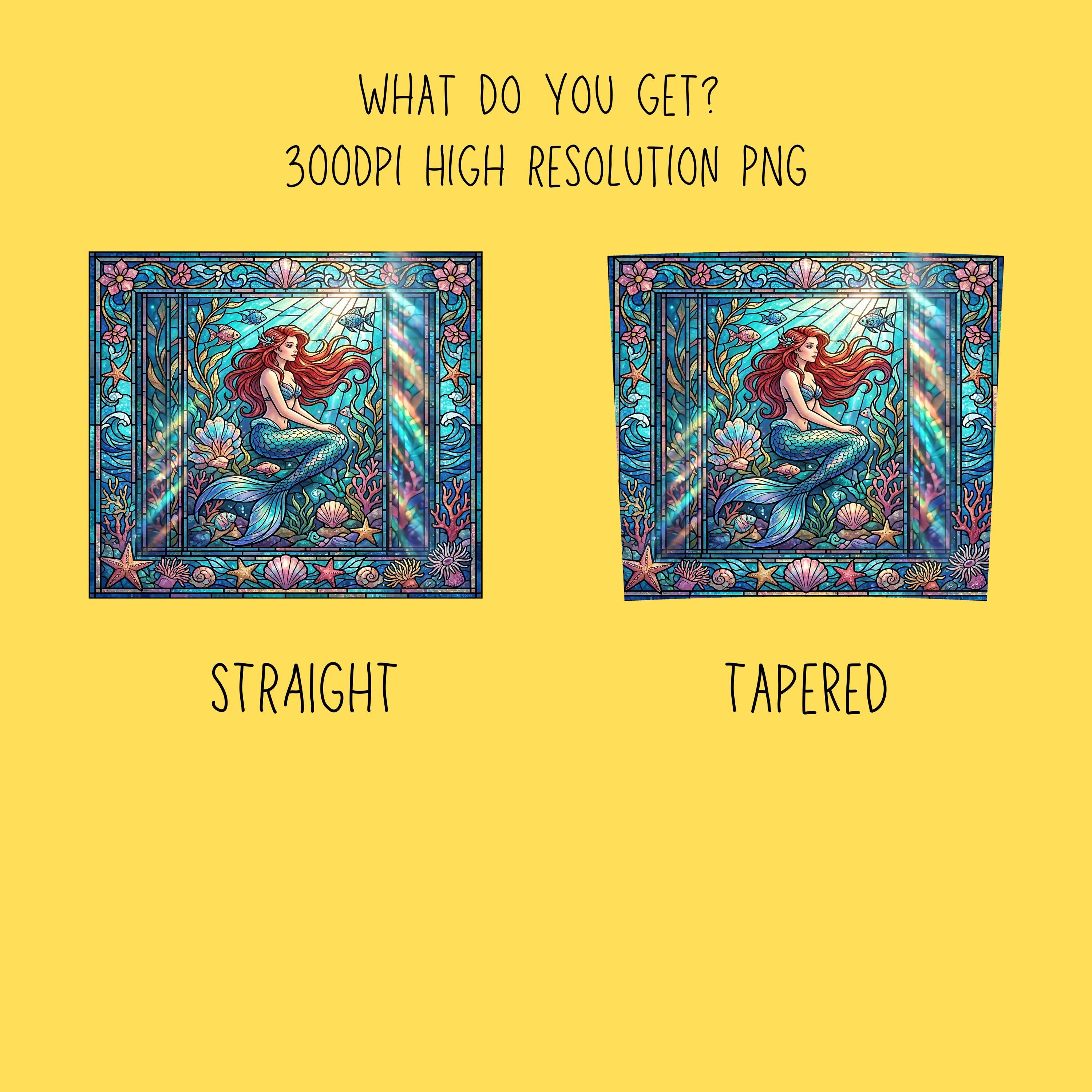 Vintage Stained Glass Mermaid Tumbler Wrap | Fantasy Ocean Sublimation ...