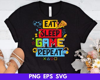 Eat Sleep Game Repeat Design, Cricut Cut Files (Digital Download)