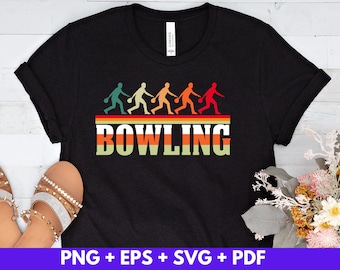 Bowling Rainbow Retro Svg Eps Png Pdf Descarga digital, Archivos de corte Cricut, Silhouette Cameo