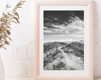 Black and White South Mountain Phoenix Arizona Landscape Print