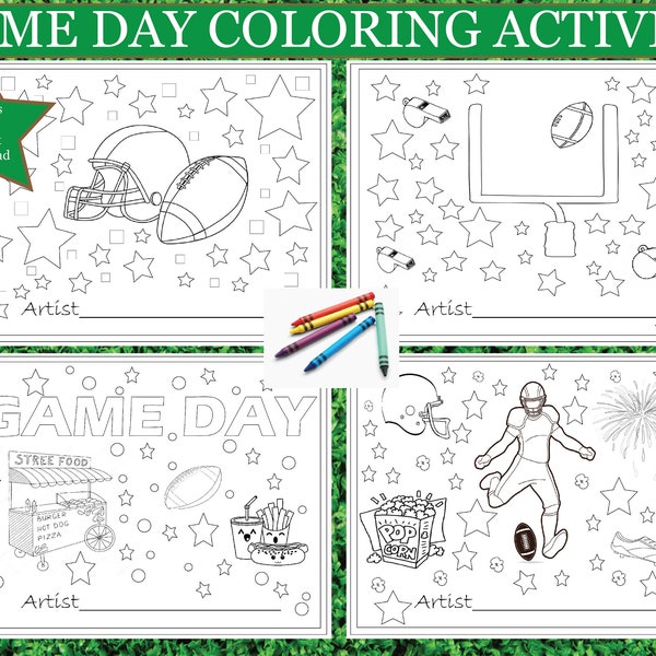 Football Kids Coloring Activity, Super bowl Kids Activity, Kids Printable, Super bowl Printables, Football Party for Kids, Coloring Placemat