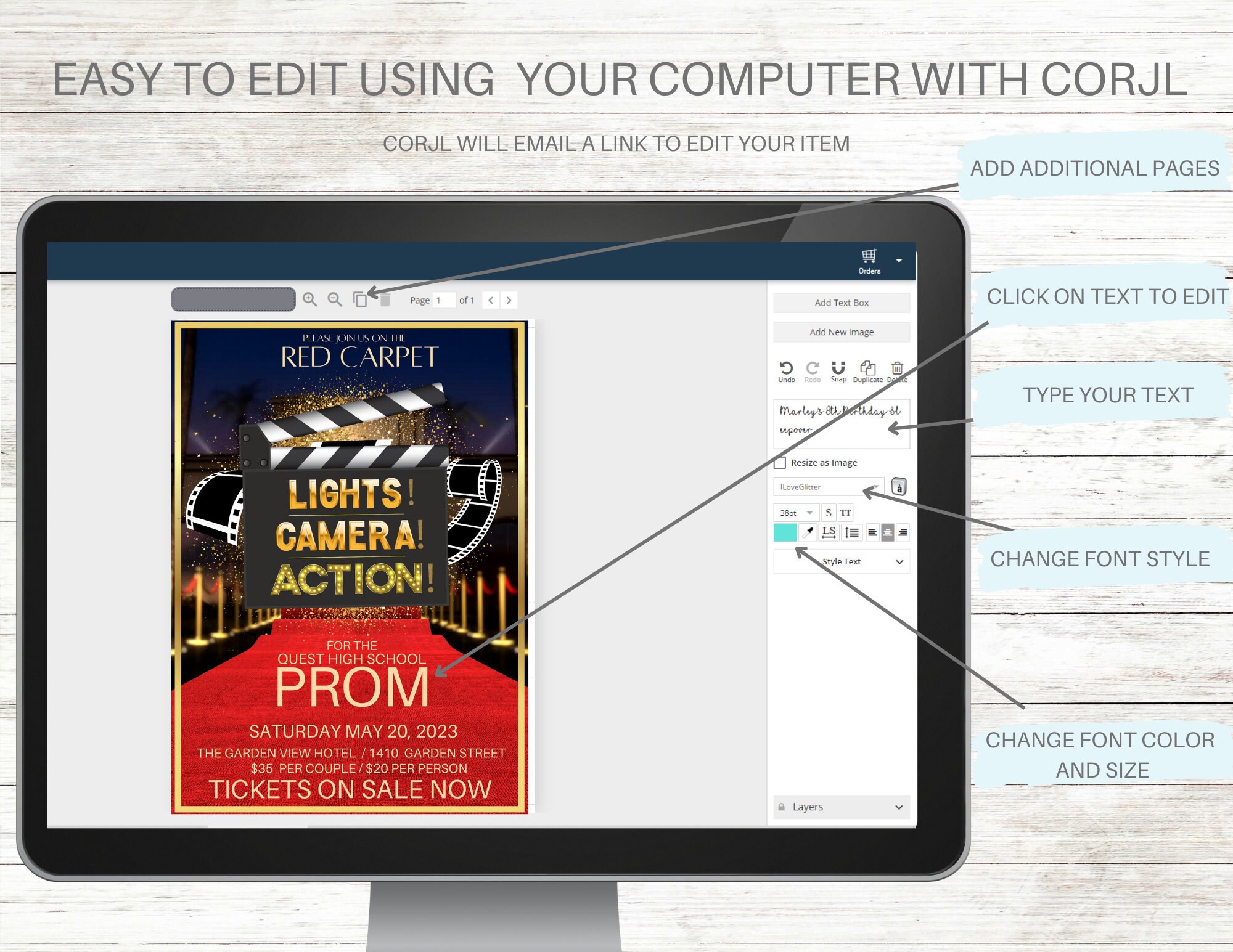 Lights! Camera! Action! Invitation Ticket Set, Red Carpet, Hollywood ...