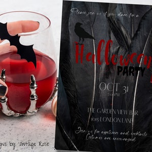 Halloween Party Invitation-Crow, Cocktail Invite, Corjl, , Adult Halloween, Costumes & Cocktails