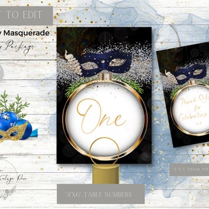 Vakantie Maskerade, Bewerkbare verjaardag, Tabelnummers, Bedankt Tags, Favor Tags, Prom, Homecoming, School Dance, Corjl
