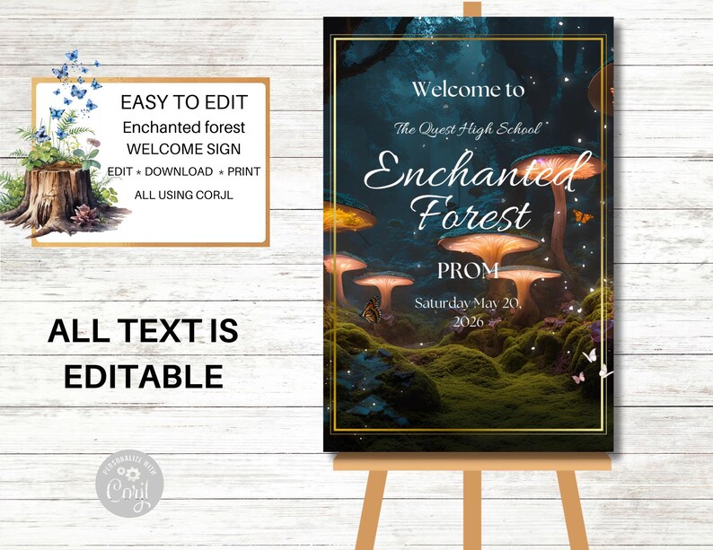 Prim Welcomesign Enchanted Forest-fairytale Welcome Sign, Prom, School Dance Homecoming ...