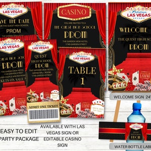 Casino Night Invitation Party Package, Las Vegas Theme, School Dance, Prom, Homecoming, Middle School, Ball, Birthday Party