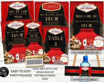 Casino Night Invitation Party Package, Las Vegas Theme, School Dance, Prom, Homecoming, Middle School, Ball, Birthday Party