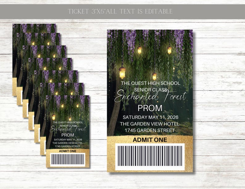 Bar Code Prom Enchanted Forest Willow Tree Invitation, Flyer and Ticket Set, Prom ...