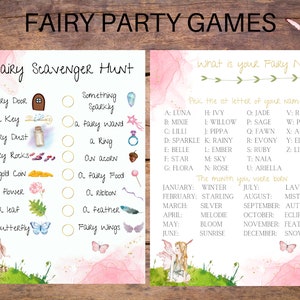 Fairy Scavenger Hunt and What&#39;s my Fairy Name, Fairy Games, Birthday,  Enchanting Forrest, Fairy Party Supplies,Woodlands Fairy,Pixie, Print