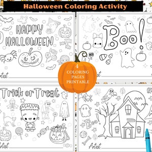 Kids Halloween Coloring Activity Pages, Kids Coloring Placemat, Kids Coloring Pages, Fall and Halloween Party Supply, Halloween Party
