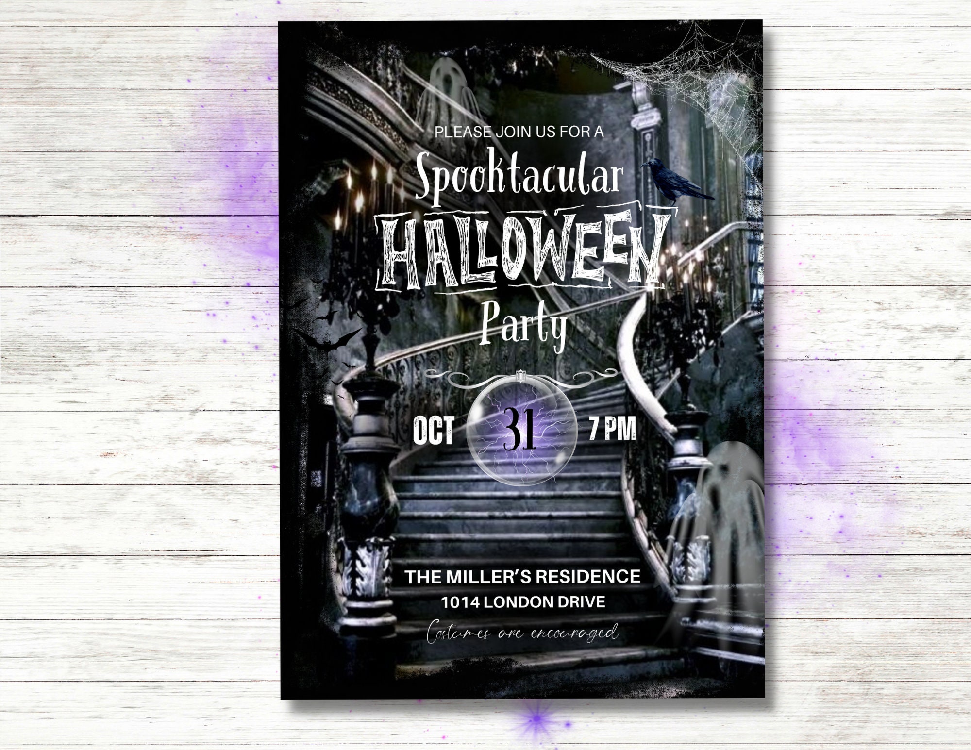 Ghostly Halloween Invitation, Gothic Invite, Magical Halloween ...