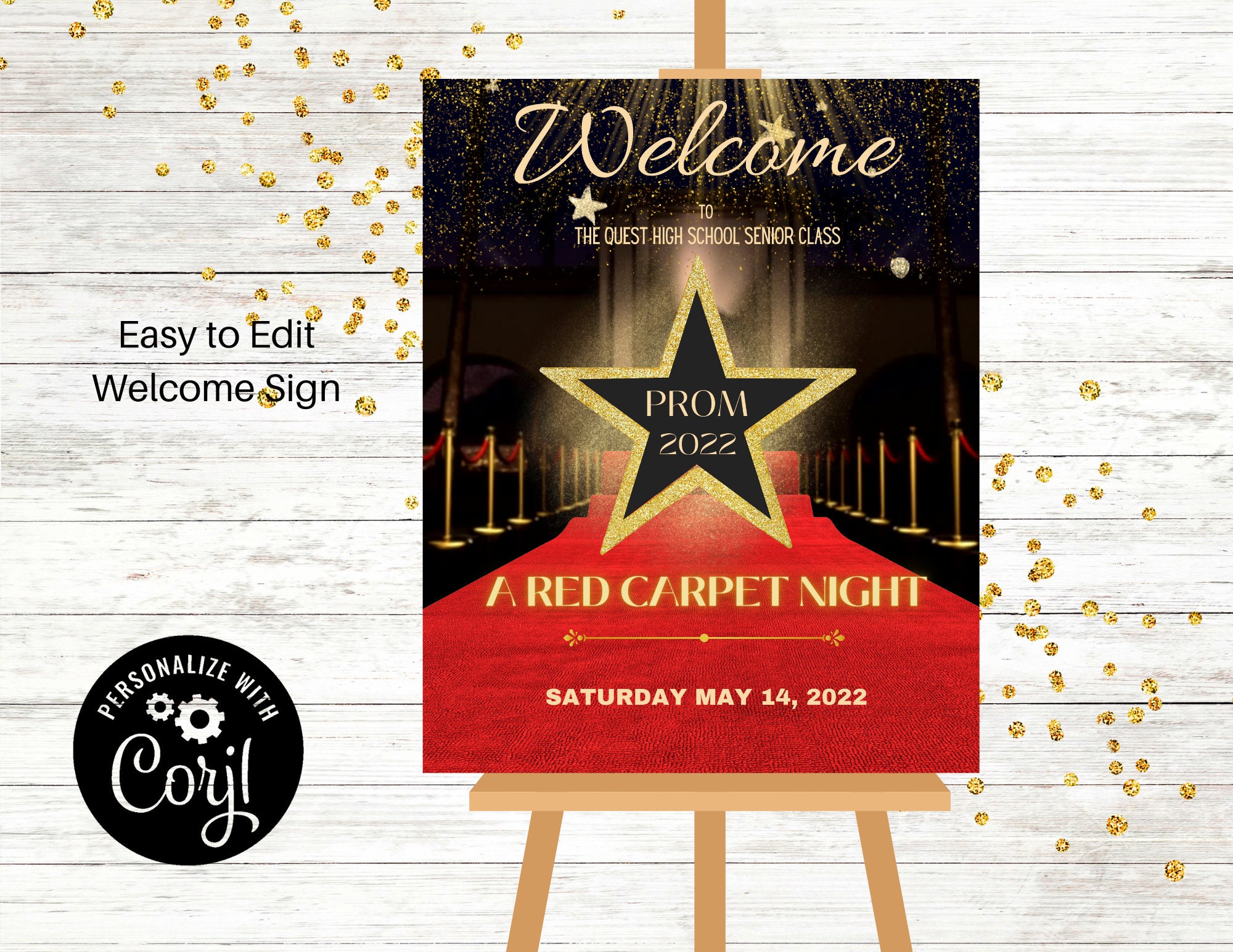 Red Carpet Dance Sign Hollywood Editable Prom Etsy UK