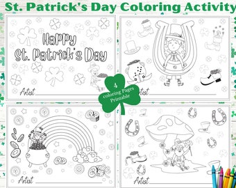 St. Patrick's Day Kids Coloring Activity, Printable, St. Patrick's Coloring, March 17th, St. Patrick's Day Party, Coloring Placemat