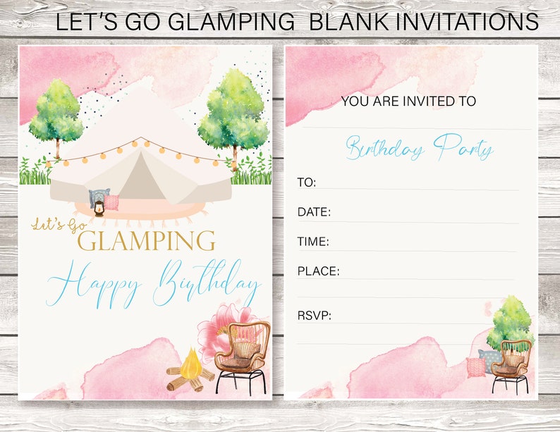 Let's Go Glamping Birthday Invitation Printable Glamping - Etsy