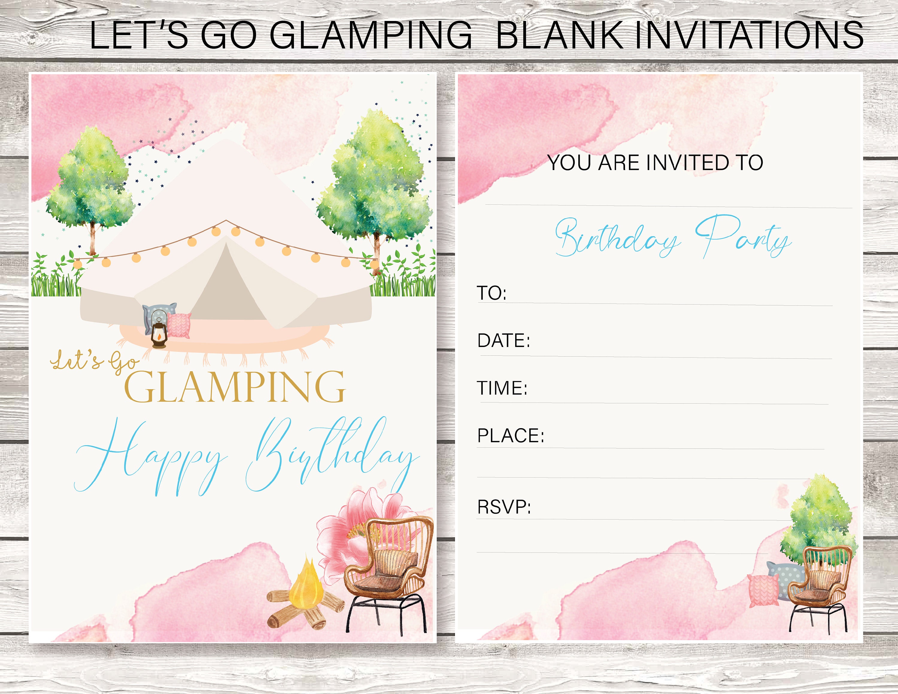 Let's Go Glamping Birthday Invitation Printable Glamping - Etsy