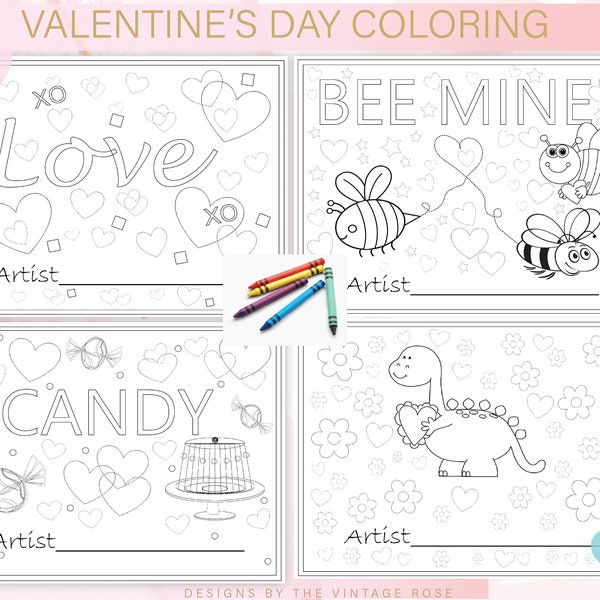 Valentine's Coloring Activity, Coloring Placement, Kids Coloring, Valentine's Activity, Valentine's Day Party Supply, kids Printables