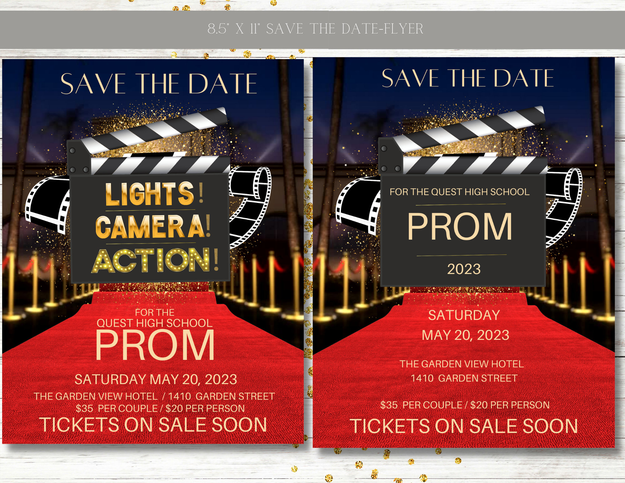 Lights! Camera! Action! Invitation Ticket Set, Red Carpet, Hollywood ...