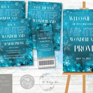 Winter Wonderland Invitation Set, Winter Formal, School Dance, Prom, Homecoming, Middle School dance Winter Ball, Ticket, Welcome Sign