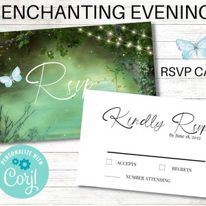 Enchanted Evening Edytowalne Karty RSVP, Edytowalne, Pasujące Zaproszenie Wieczorne, Enchanted Forest, Zaproszenie Urodzinowe, Artykuły Urodzinowe
