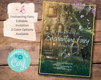 Enchanted Fairy Editable Invitation, Fairy Invitation, Pixie Party, Birthday Invitation. Girls Birthday, Birthday Supplies, Kids Birthday
