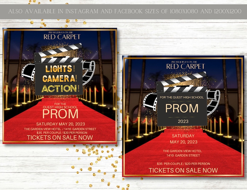 Lights! Camera! Action! Invitation Set, Red Carpet, Hollywood, Prom ...
