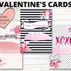 Tarjetas de San Valentín, Negro, Blanco y Rosa, Tarjetas XOXO, Tarjetas Escolares, Tarjetas de Clase, Amigos de San Valentín, San Valentín con estilo