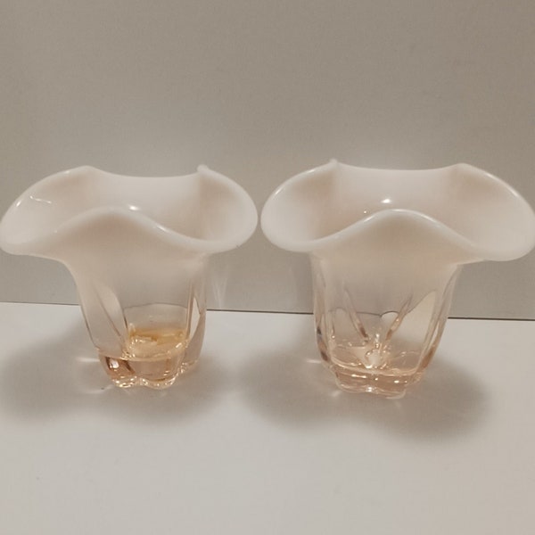 Duncan & Miller Canterbury Pink Opalescent Glass - Vase - Bougeoirs - Photophores - Canterbury - verre vintage - Opalescent